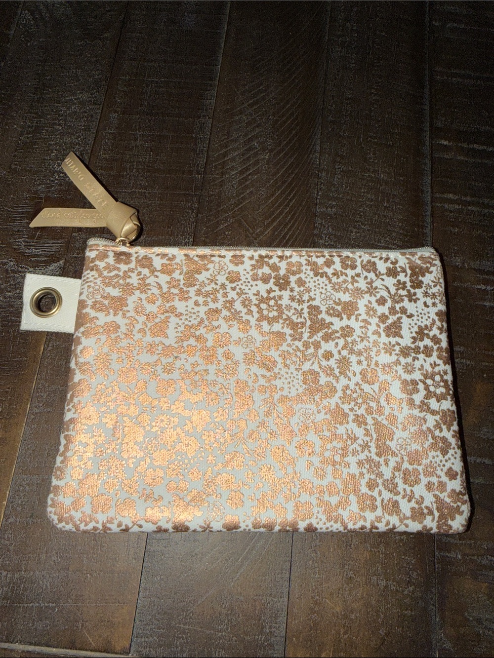 Altar'd State Rose Gold Floral Rose Gold Metallic Keychain Wallet Pouch
